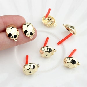 10pcs Hammered Gold Earring Stud with Loop,Gold Earring Attachment Finding Wholesale
