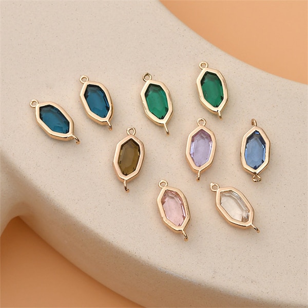 6pcs Glass Crystal Oval Connector Charm,Gemstone Oval Pendant Earring Jewelry Finding Wholesale 15*7mm