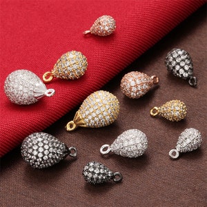 5pcs Zircon Teardrop Pendant Charms,Pave CZ Drop Charm Pendant,Gold Platinum Plated Brass Waterdrop Pendant for Jewelry Making Wholesale