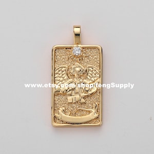 5pcs The Judgment Tarot Card Charm,18K Gold Plated Brass Tarot Card Pendant Charm,Tarot Card Pendant Jewelry Making Wholesale