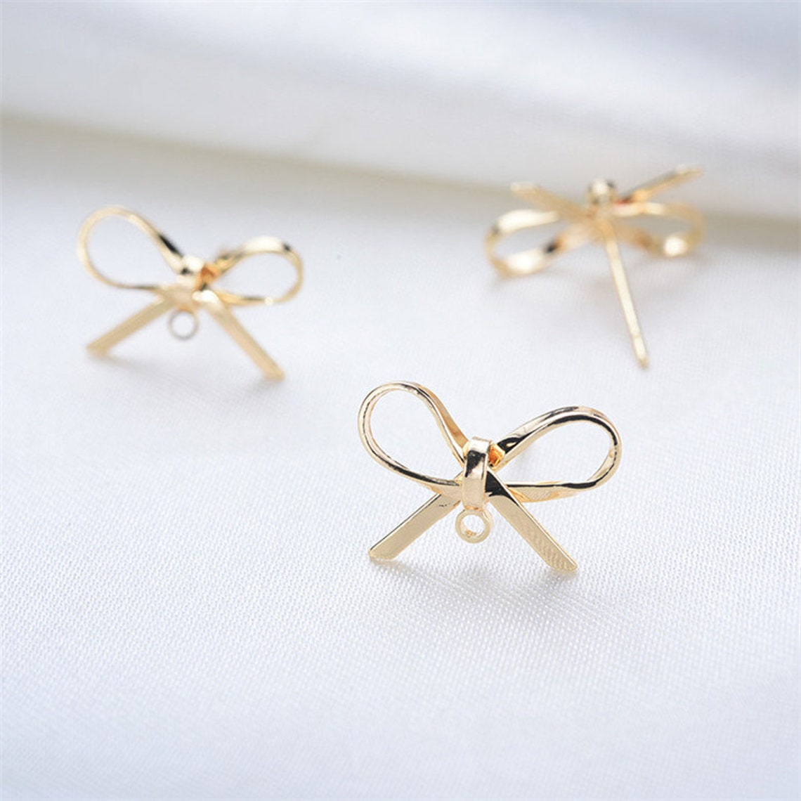 10pcs Real Gold Plated Bowknot Earring Studbow Earrings Posts - Etsy