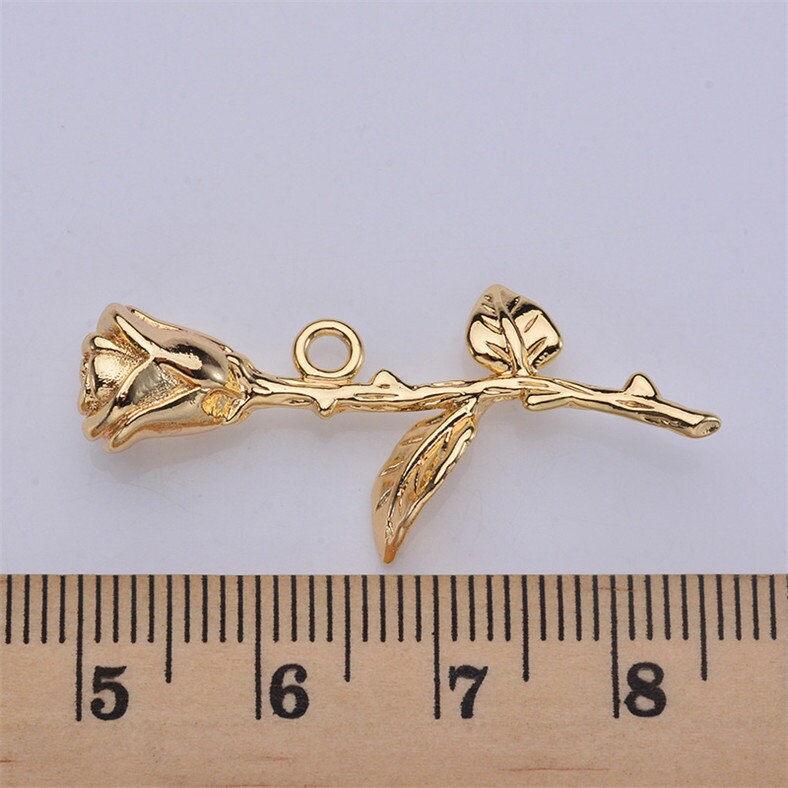10pcs 24K Real Gold Plated Rose Flower Pendant Charmgold Etsy