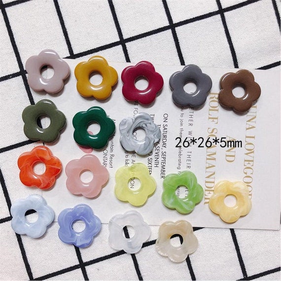 10PCS Resin Flower Pendant Charm,Acetate Acrylic Fresh Colors Hollow Flower Earring Charm DIY Jewelry