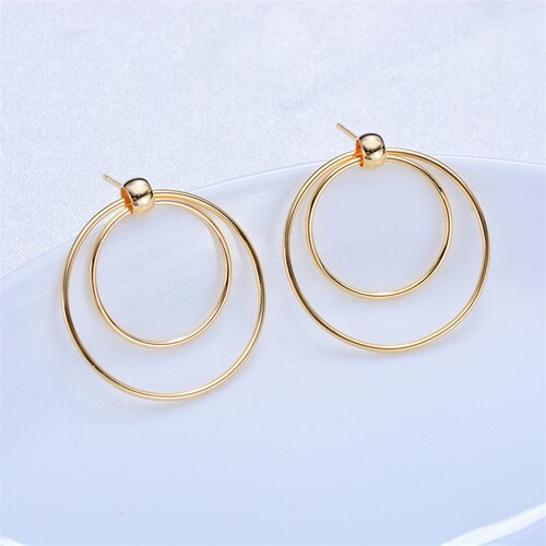 10pcs 24K Real Gold Plated Brass Oval Earring Studear Etsy