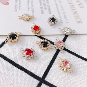 10pcs Shiny Round Shape Rhinestone Crystal Connector Charm,Gemstone Earring Connector Pendant Charm Wholesale image 4