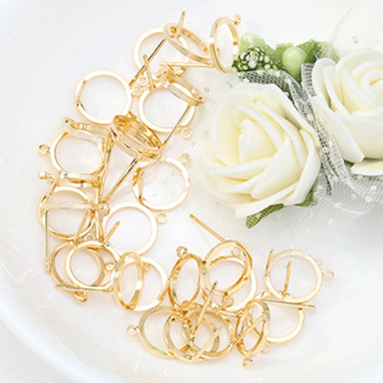 High-quality 10pcs Real Gold Plated Hollow Round Ear Studgold - Etsy