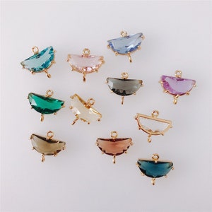 Semi-Circle Shape Zircon Connector Charm,CZ Micro Pave Semi-Circle Earring Connector Charm Wholesale