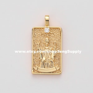5pcs De Hierophant Tarot Card Charm, 18K Vergulde Messing Tarot Card Hanger Charm, Tarot Card Hanger Sieraden Maken Groothandel