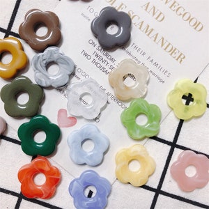 10PCS Resin Flower Pendant Charm,Acetate Acrylic Fresh Colors Hollow Flower Earring Charm DIY Jewelry image 3