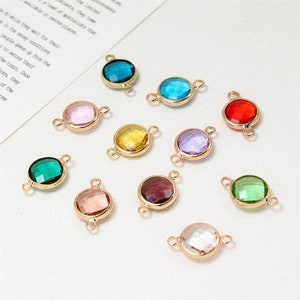 10pcs Zircon Round Connector Charm,Glass Crystal Pendant,Round Earring Connector Pendant Charm Wholesale