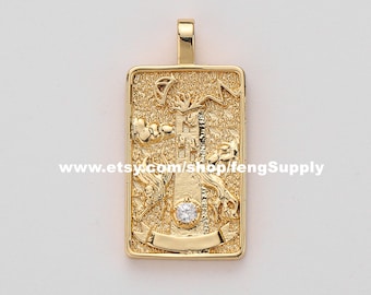 5pcs The Tower Tarot Card Charm,18K Gold Plated Brass Tarot Card Pendant Charm,Tarot Card Pendant Jewelry Making Wholesale Nickel Lead Free