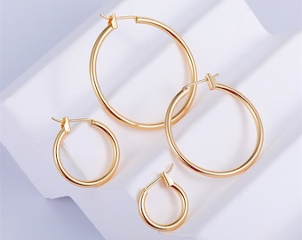 Venta al por mayor de 10 unidades de alambre para pendientes chapado en oro auténtico, alambre de latón para pendientes, aros de latón para pendientes, cierre para pendientes sin plomo ni níquel