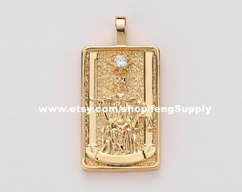 5pcs The Justice Tarot Card Charm,18K Gold Plated Brass Tarot Card Pendant Charm,Tarot Card Pendant Jewelry Making Wholesale