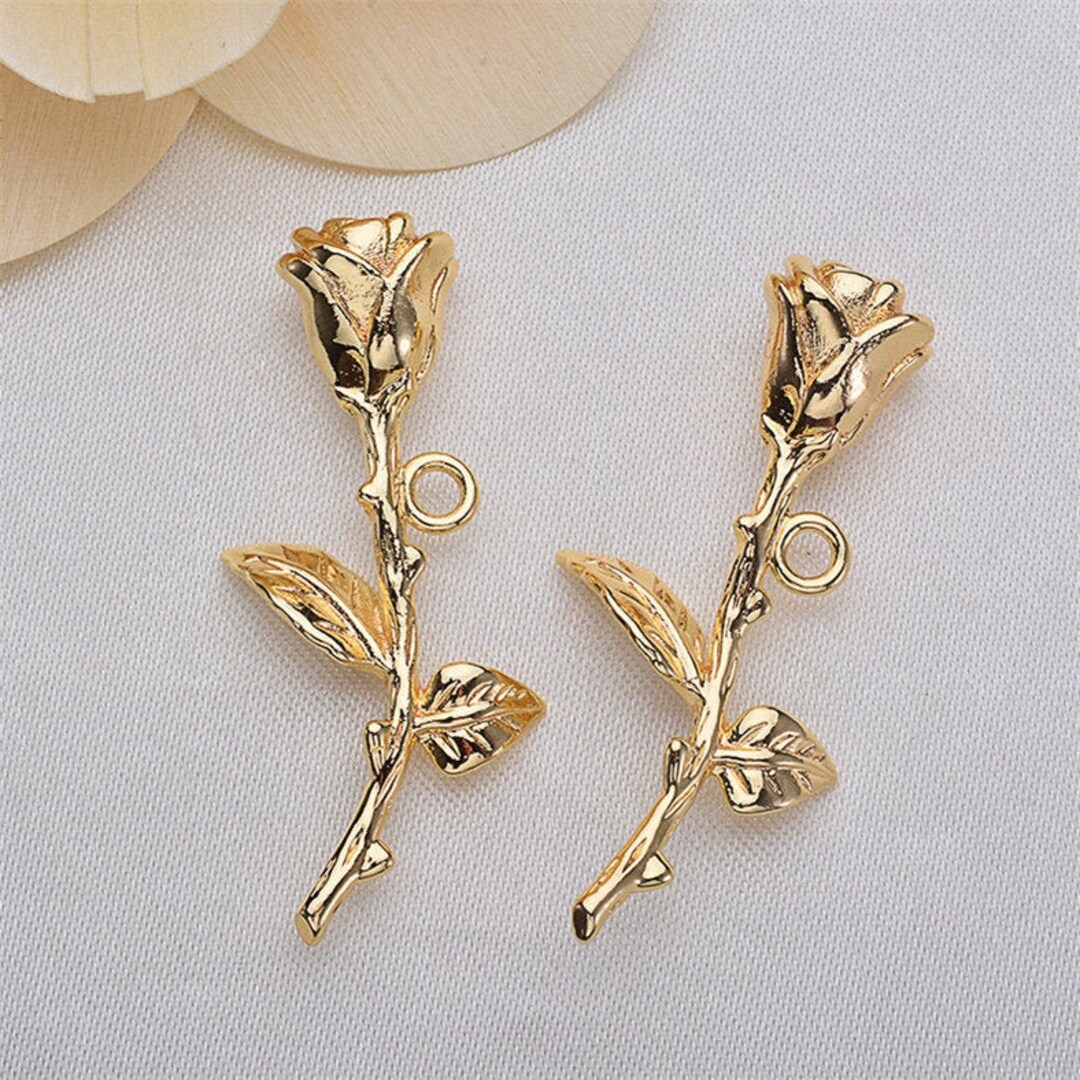 Fancy Gold R Flower 10pcs 24K Real Gold Plated Rose Flower Pendant Charm,gold Flower ...
