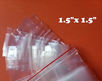 1.5" x 1.5" Clear Plastic Zip Bags, 2 Mil, Reclosable Top Lock Large Small Mini Baggies For Beads Jewelry Merchandise Storage Container