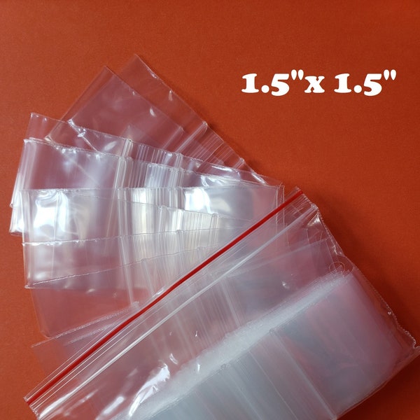 1.5" x 1.5" Clear Plastic Zip Bags, 2 Mil, Reclosable Top Lock Large Small Mini Baggies For Beads Jewelry Merchandise Storage Container