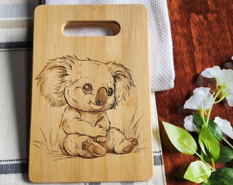 Custom Koala Wooden Cutting Board, Cheese Board, Charcuterie Board, Wedding Gift, Serving Board, Bread Board, Laser Engraved, Kitchen Decor