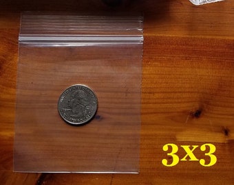 100 pcs - 3" x 3" Clear Zip Bag 2 mil, Reclosable Resealable Top Lock Plastic Storage Jewelry Beads Small Parts Craft Baggie