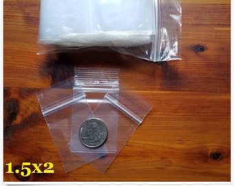 500 pcs - 1.5" x 2" Clear Zip Bag 2 mil, Reclosable Resealable Top Lock Plastic Storage Jewelry Beads Small Parts Craft Baggie