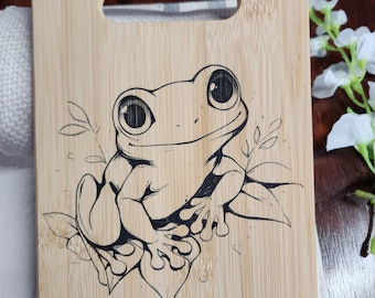 Custom Frog Wooden Cutting Board, Cheese Board, Charcuterie Board, Wedding Gift, Serving Board, Bread Board, Laser Engraved, Kitchen Decor