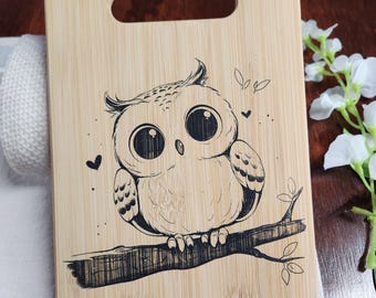 Custom Owl Wooden Cutting Board, Cheese Board, Charcuterie Board, Wedding Gift, Serving Board, Bread Board, Laser Engraved, Kitchen Decor