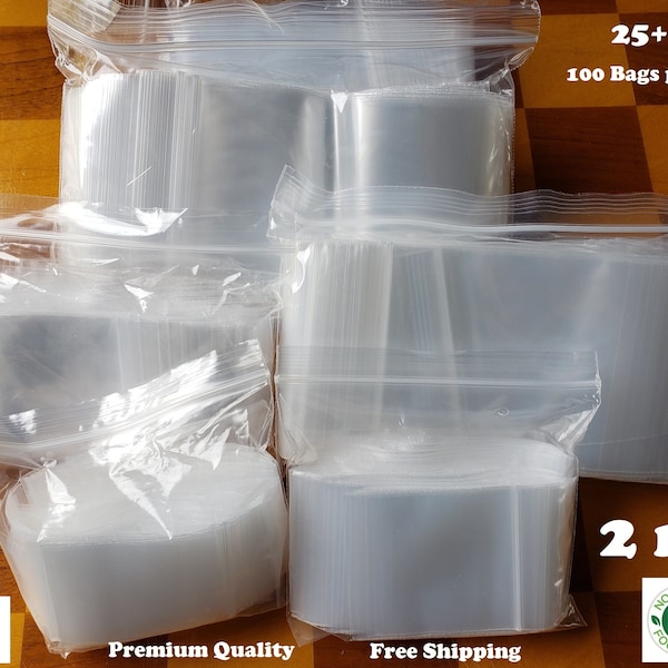 100 Count - Clear Zip Bag 2 mil, Reclosable Resealable Top Lock Plastic Storage Jewelry Beads Small Parts Craft Baggie Free Ship