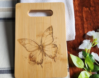 Custom Butterfly Wooden Cutting Board, Cheese Board, Charcuterie Board, Wedding Gift, Kitchen Serving Board, Bread Board, Laser Engraved