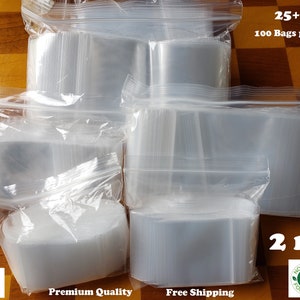 100 Count - Clear Plastic Zip Bags, 2Mil Standard Duty, Resealable Top Lock Large Small Mini Baggies For Beads Jewelry Dry Food Storage