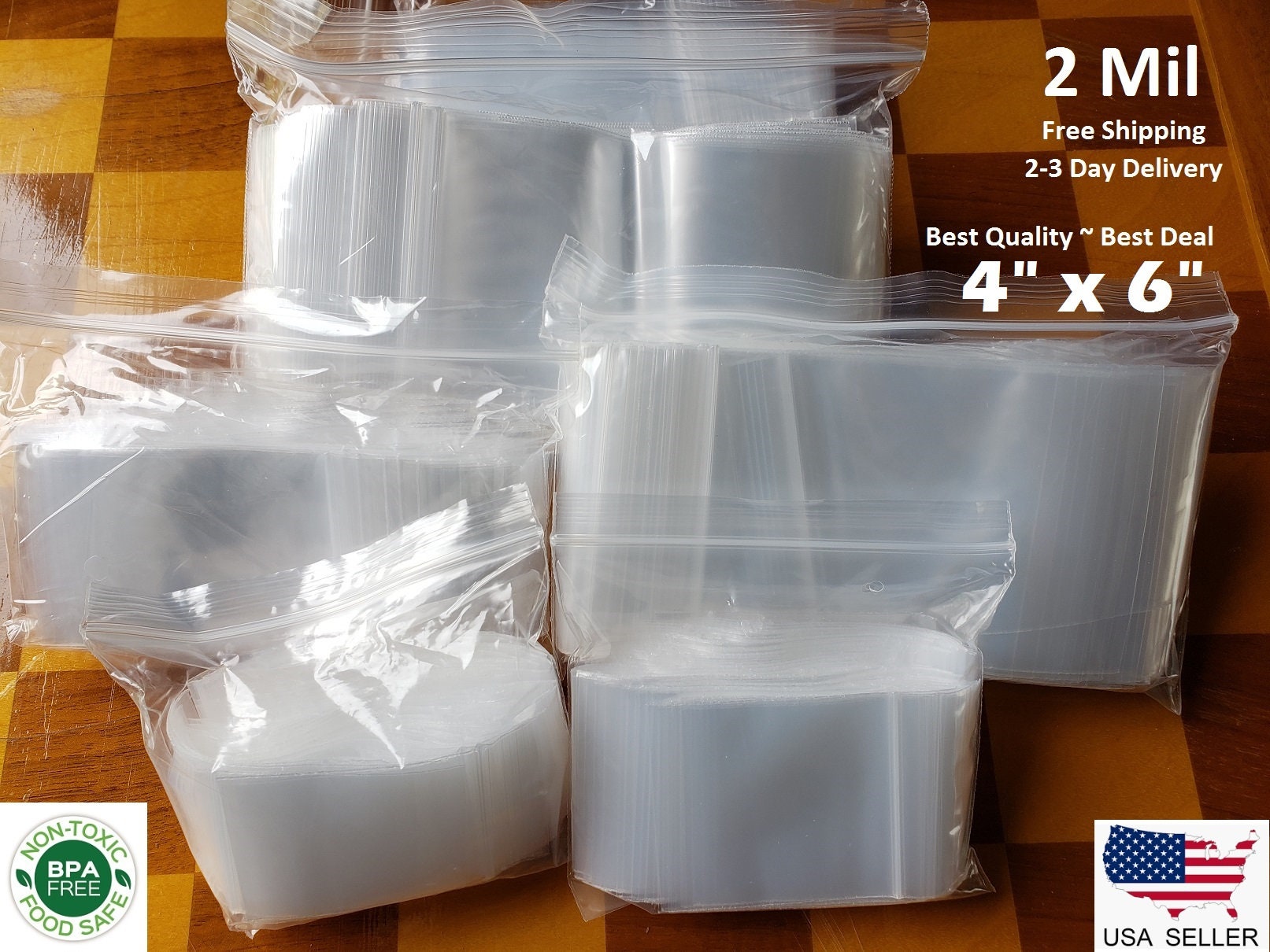 4x6 Clear 2 Mil Zip Poly Plastic Zipper Bags Reclosable Lock Small Baggies 