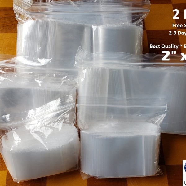 2" x 3" Clear Plastic Zip Bags, 2Mil Thickness, Reclosable Top Lock Large Small Mini Baggies For Beads Jewelry Merchandise Storage Container