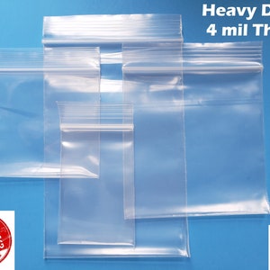 100 Count Heavy Duty Clear Plastic Zip Bags, 4mil Thickness