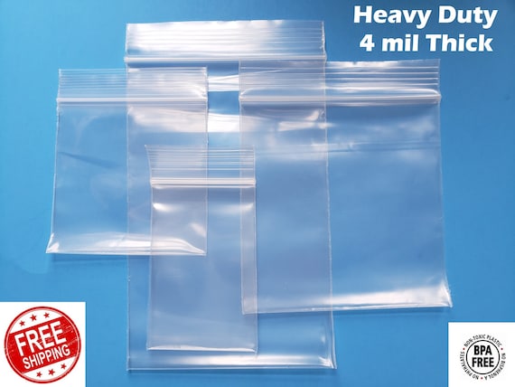 100 Count Heavy Duty Clear Plastic Zip Bags, 4mil Thickness, Reclosable Top  Lock Large Small Mini Baggies for Beads Jewelry Storage 