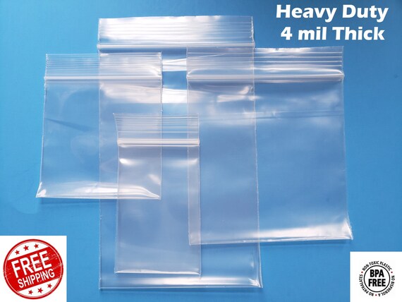 Clear Plastic Zip Bags, 4MIL Heavy Duty Thickness, Reclosable Top