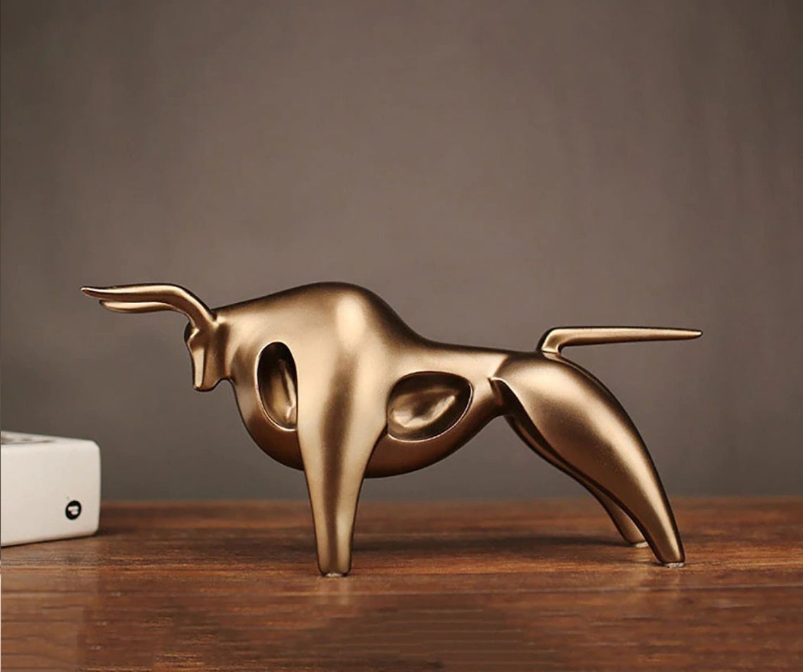 Gold Bull Sculpture Luxurious Bull Statue Taurus Gold Etsy