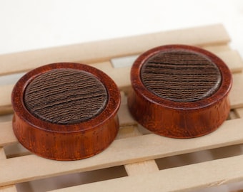 Padauk & Wenge Wooden Ear Plugs: Organic Double Flare Gauges