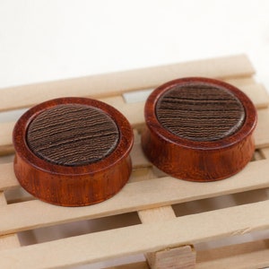Padauk & Wenge Holz Ohr Plugs: Organische Double Flare Gauges