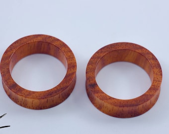 Padauk Wood Ear Tunnels: Organic Red Gauges