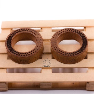 Engraved Sapele Wood Ear Tunnels: Organic Gauges