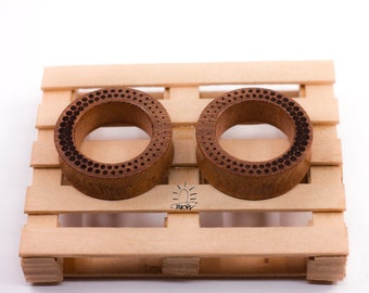 Breathable Sapele Wood Ear Tunnels • Handmade Lightweight Organic Gauges