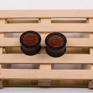 Rote Holz Ohr Plugs: Organische Double Flare Plugs