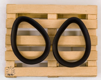 Handmade Black Teardrop Ebonite Ear Tunnels • Vegan Double Flared Gauge