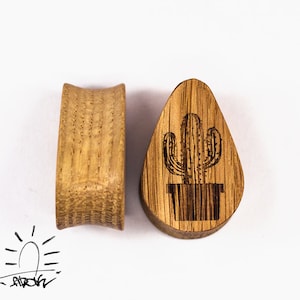 Cactus Oak Wood Ear Plugs: Teardrop Gauges (18mm to 60mm)