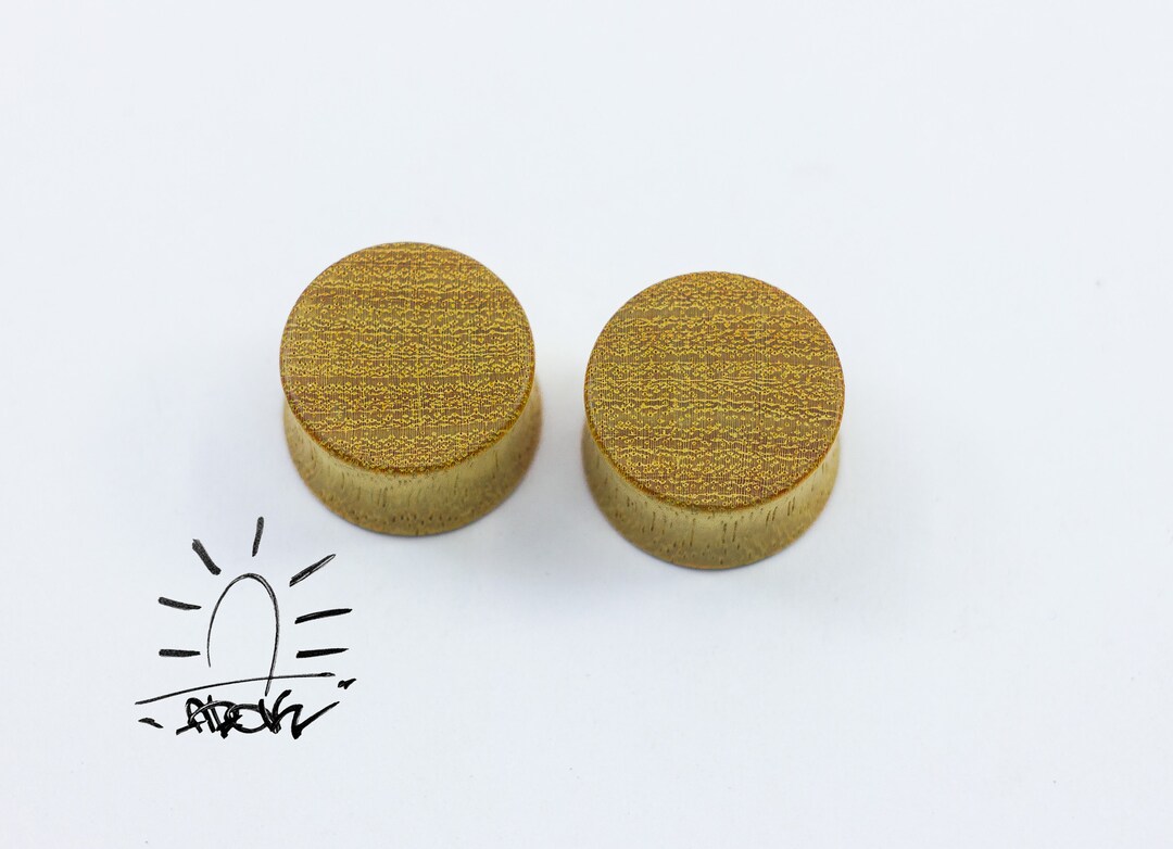Yellow Wooden Ear Plugs Wood Earplugs and Gauge Organic Etsy