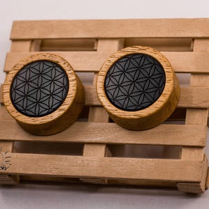 Handmade wooden flower of life, Sacred Geometry Ear Gauge, Vegan Gauges  17mm 18mm 19mm 20mm 21mm 22mm 23mm 24mm 25mm 26mm