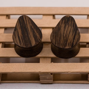 Teardrop Wenge Wood Ear Plugs: Organic Gauges (16mm-40mm)
