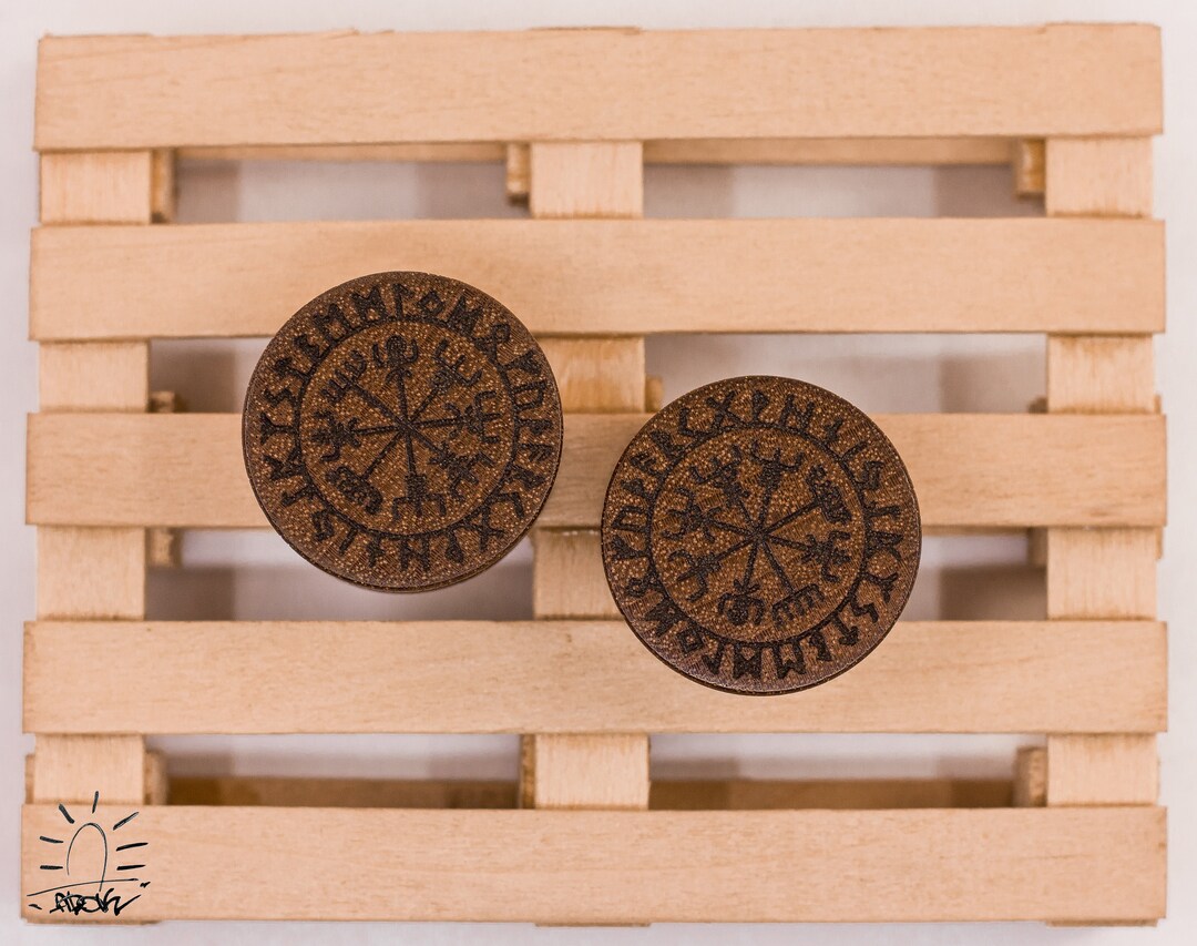 Engraved Viking Plugs, Vegvisir Plugs and Gauges, Viking Compass Ear