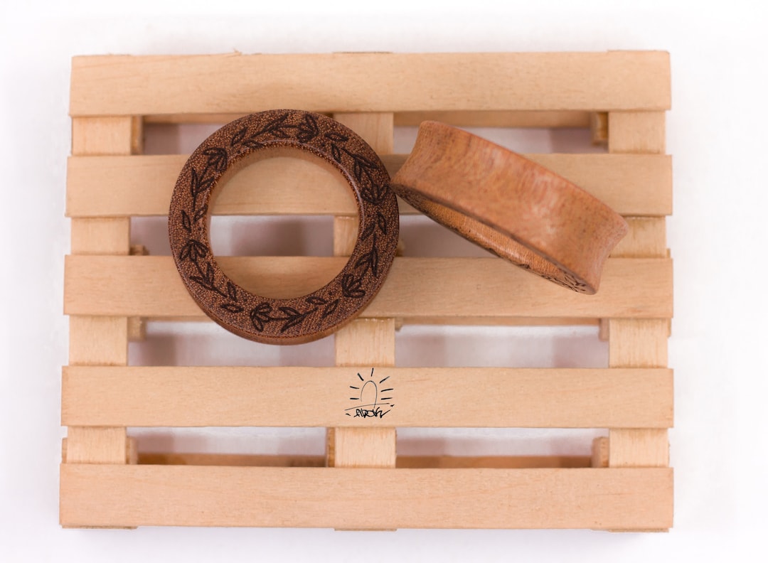 Lightweight Plugs and Tunnels, Sapele Wood Ear Tunnels, Organic Ear