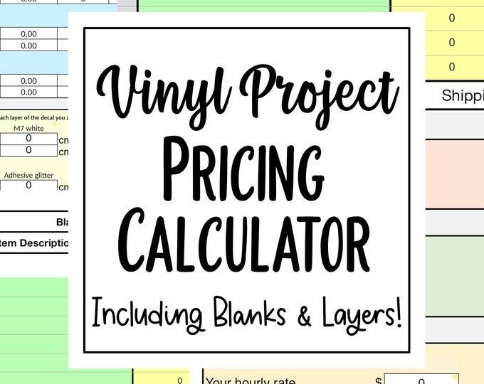 UPDATED Vinyl Project Pricing Calculator for Small Business Vinyl Decal Price Spreadsheet Cost