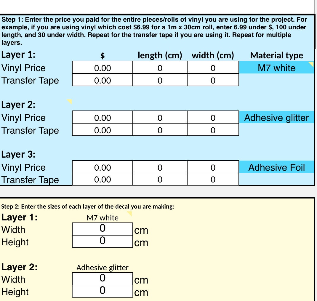 UPDATED Vinyl Project Pricing Calculator for Small Business Etsy