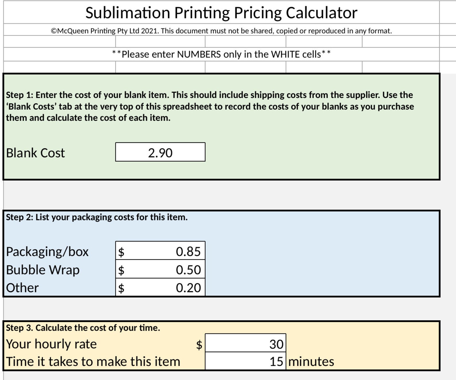 Sublimation Printing Pricing Calculator for Small Businesses Etsy
